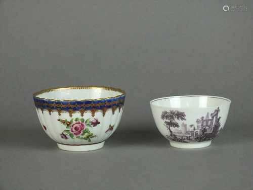 Two Worcester tea bowls, circa 1760-80