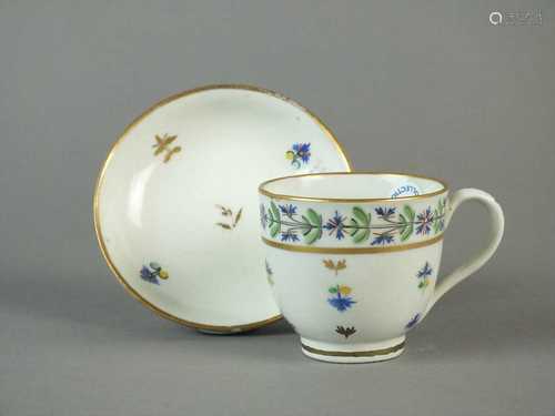 Caughley toy coffee cup and saucer, circa 1785-90