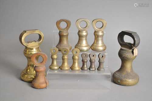 A large collection of antique bronze bell weights