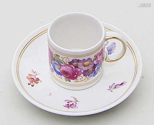 Jugendstil-Mokkatasse mit Untertasse, KPM Berlin.