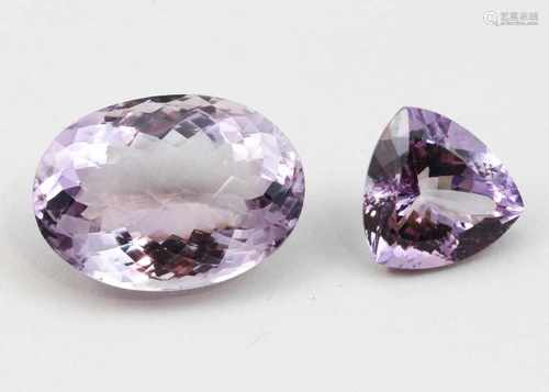 Zwei Amethyste, zus. 73,27 ct.