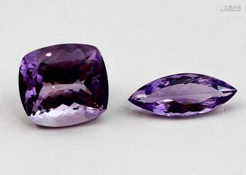 Zwei Amethyste, zus. 55,21 ct.