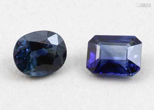 Zwei blaue Saphire, zus. 1,783 ct.