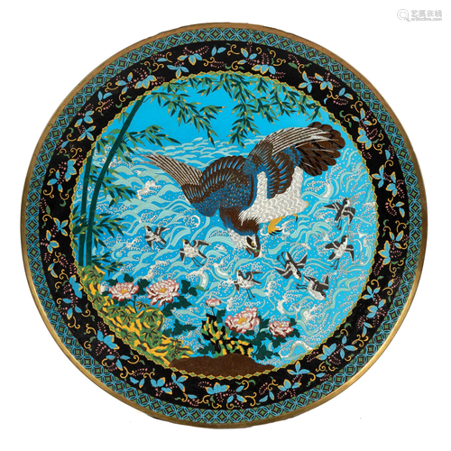 Monumental Japanese Meiji Period Cloisonné Charger