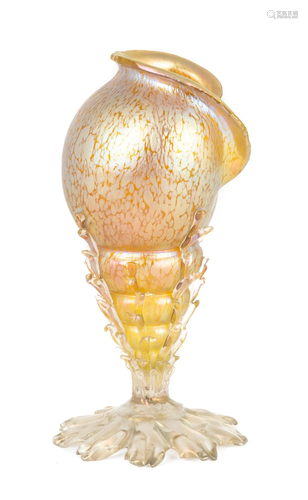 Austrian Art Glass Conch Shell Vase