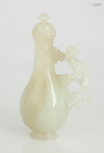 Chinese White Jade Bottle with Carved Chilong a…