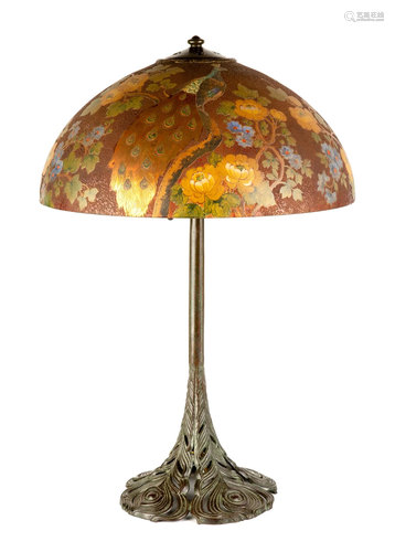 Fine and Rare Handel Peacock Lamp