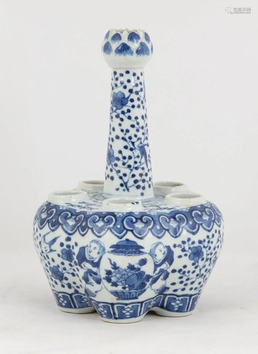 Chinese Blue & White Porcelain Bulb Vase