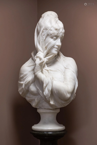 Gaetano Russo (Italian, 19th Century), Marble Veiled