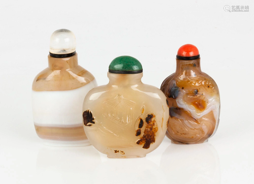 Group of Chinese Agate Snuff Bottles