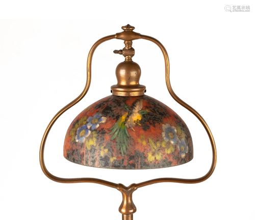 Handel Reverse Painted Bird Lamp