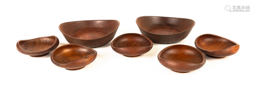 Finn Juhl and Kay Bojesen, Seven Teak Bowls