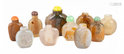 Group Chinese Agate and Hardstone Snuff Bottles