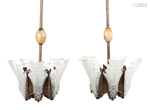 Pair of Art Deco Hanging Fixtures