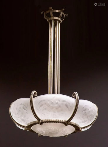 Muller Fréres (Co.), Art Deco Chandelier