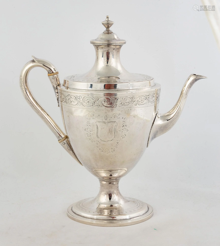 Hand Chased English Silver Coffee Pot