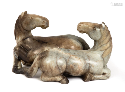 Chinese Jade Recumbent Horses