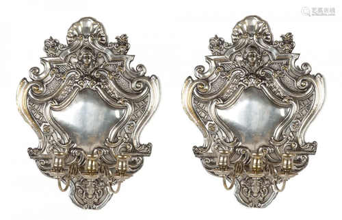 Pair of Silver Plate Wall Sconces