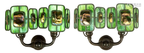 Rare Tiffany Studios, NY Turtleback Sconces