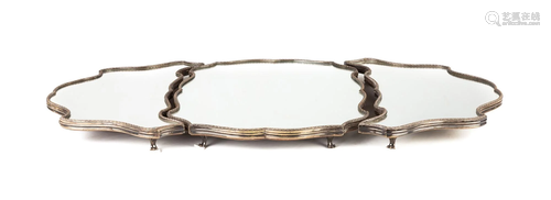 Three Piece Silver Plated Mirrored Plateau