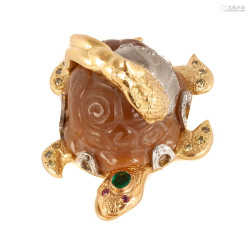 Russian 18kt Gold Turtle Brooch