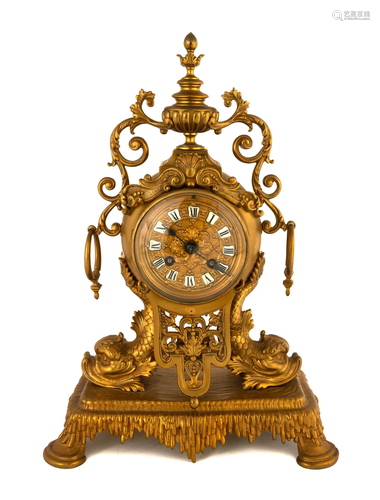 French Gilt Bronze Mantle Clock