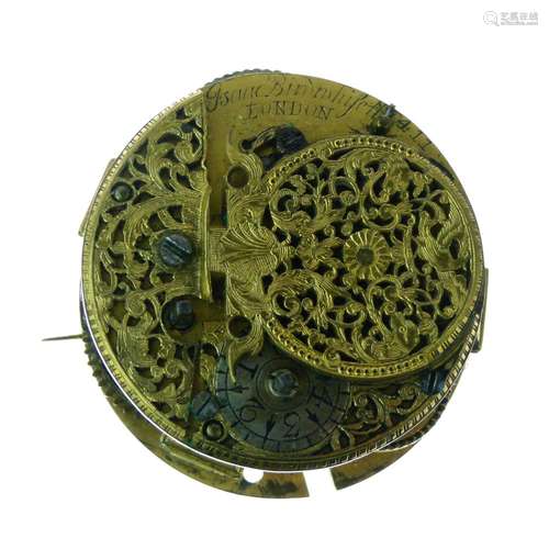 Rare late 17th/early 18th Century pocket watch movement (only), Isaac Birdwhisell, London, No.