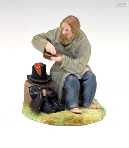 19th Century Russian (Gardner Manufactory, Moscow) bisque porcelain figure, 'A Peasant's Dinner',