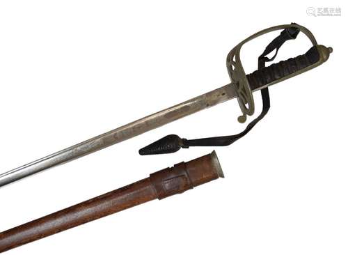 British pattern 1827 rifle brigade officer's sword, straight fullered blade, 32.5