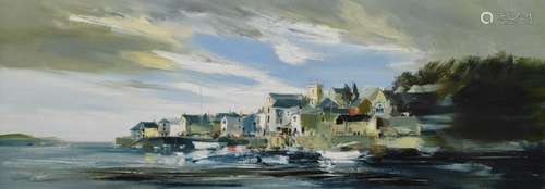 Michael Barnfather (1934-) - Oil on canvas - 'Impression of Fowey' (Cornwall), signed and dated '