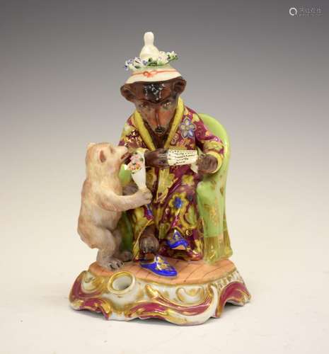 Mid 19th Century French porcelain novelty syphon inkwell, possibly Jacob Petit, modelled as a seated