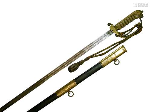 Victorian 1827 pattern Naval officer's sword, retailed by Gieves Ltd, Portsmouth, London,