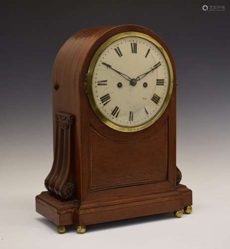 Early 19th Century inlaid oak-cased twin-fusee mantel or bracket clock, John Brown, London, having a