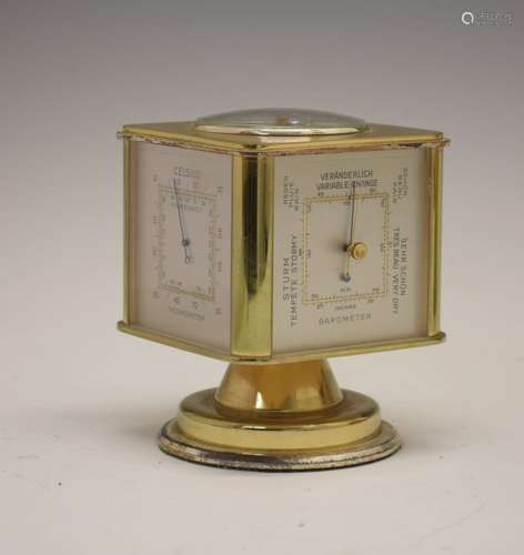 Angelus mixed metal desk weather-station or compendium, circa 1960's/1970's, the revolving square