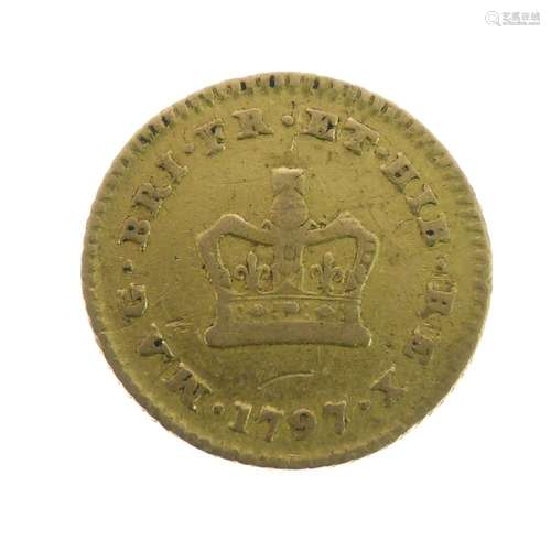 Gold Coin - George III 1/3 Guinea 1797, (first year of issue) with presentation booklet in