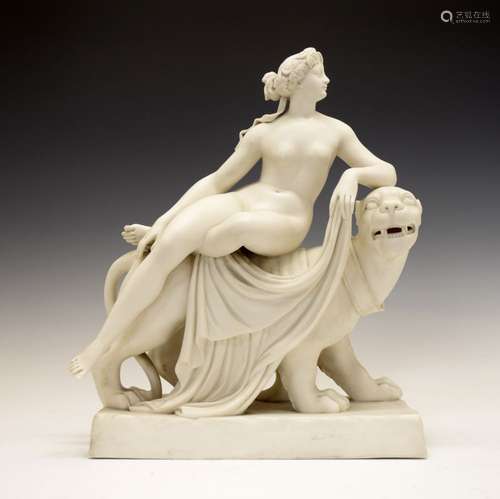 Mid 19th Century Parian group of Ariadne and the Panther, after Johann Heinrich von Dannecker,