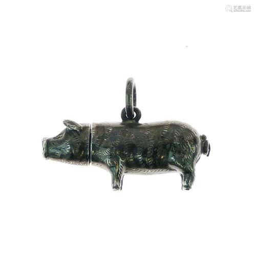 Victorian novelty propelling pencil, in the form of a pig, by Mordan & Co, the head pulling forward,