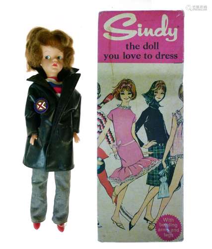 1960's Pedigree Sindy doll, '12GSS Sindy in Weekenders', together with accessories to include;