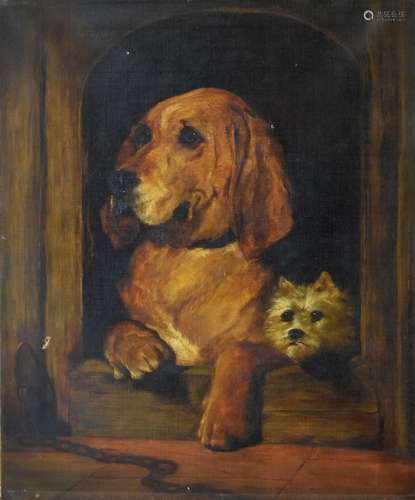 Early 20th Century English School - After Edwin Landseer - Oil on canvas 'Dignity and Impudence',