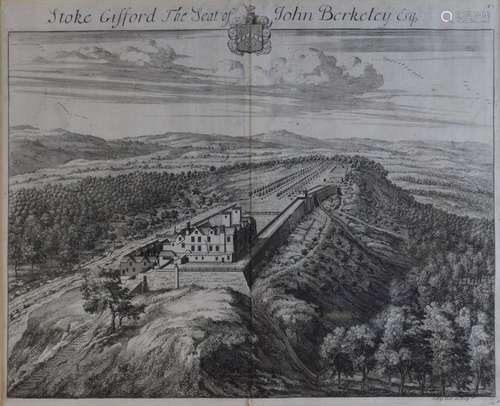 Johannes Kip - 18th Century engraving - Stoke Gifford The Seat of John Berkeley Esq. 31cm x 42cm,