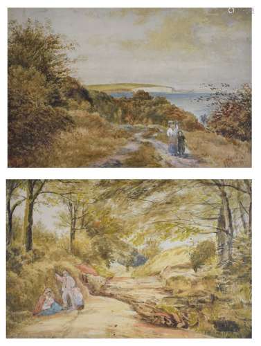 Julius Godet (fl.1884-1884) - Watercolour - Fairlight Glen, Hastings, signed, titled and dated