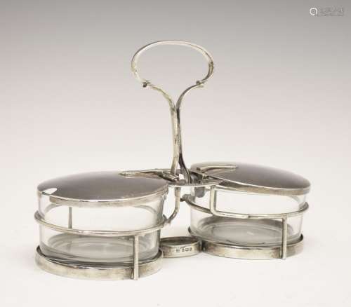 Hukin & Heath - Rare Edward VII silver patent double preserve pot, comprising: two removable
