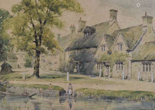 Arthur Charles Fare RWA (1876-1958) - Watercolour - 'At Lower Slaughter', Gloucestershire, signed