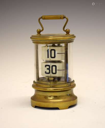 Early to mid 20th Century brass-cased Plato or ticket clock, having two registers of tickets