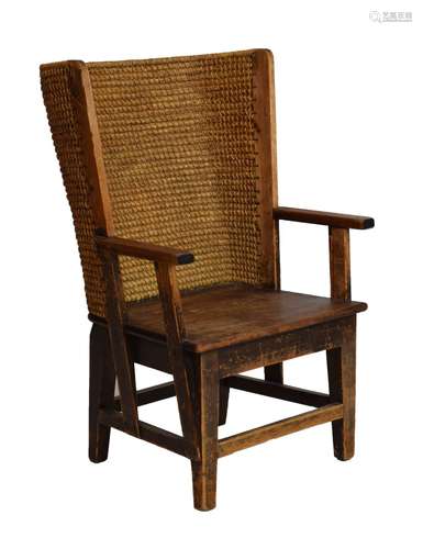 Liberty & Co (retailers) - 19th Century child's Orkney chair, with high curved wicker back over