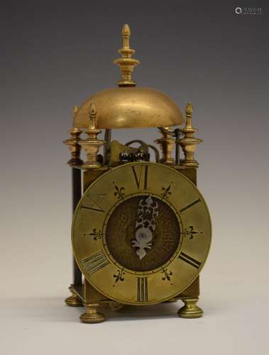 Rare late 17th/early 18th Century Italian brass and iron lantern or chamber clock with six-hour