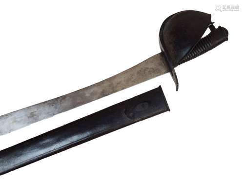 Mid 19th Century Prussian Naval cutlass, the straight, single edged blade broadening towards the