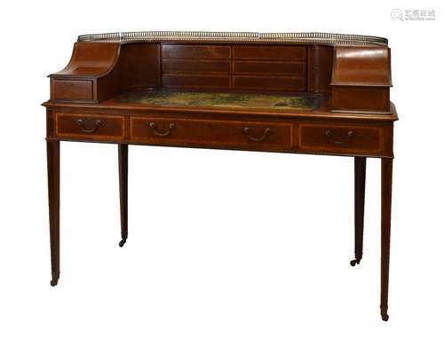 James Phillips, Bristol - Early 20th Century mahogany Carlton House writing desk, the curved super