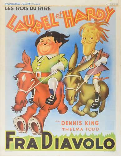 Belgian cinematic film poster for 'Fra Diavolo - The Devils Brother', 1933, printed by L & H