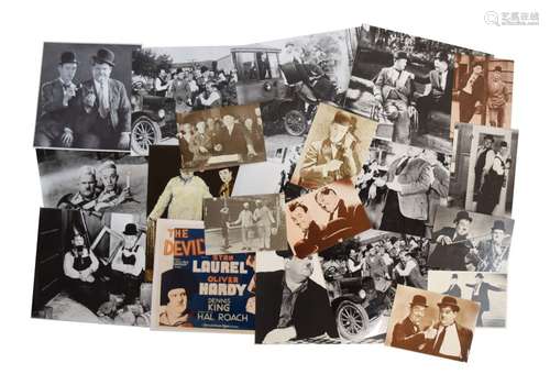 Series of various promotional postcards and photographs of Laurel and Hardy in various film screen